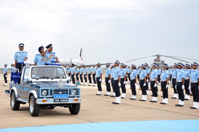 Chief of the Air Staff, Air Chief Marshal Arup Raha reviewing the Combined Graduation Parade at Air Force Academy, Dundigal, Hyderabad