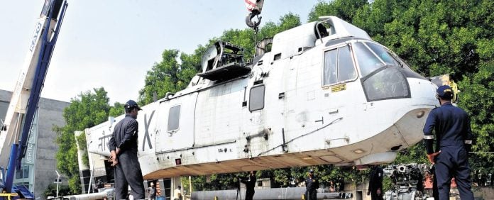 Indian Navy's UH-3H Helicopter Installed at RK Beach as Part of TU-142 Aircraft Museum in Visakhapatnam