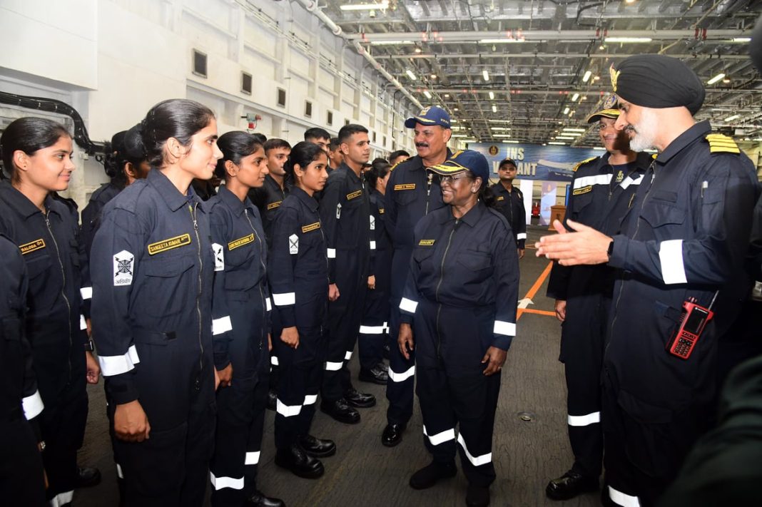 President Murmu Observes Naval Operations and Addresses Crew on INS Vikrant