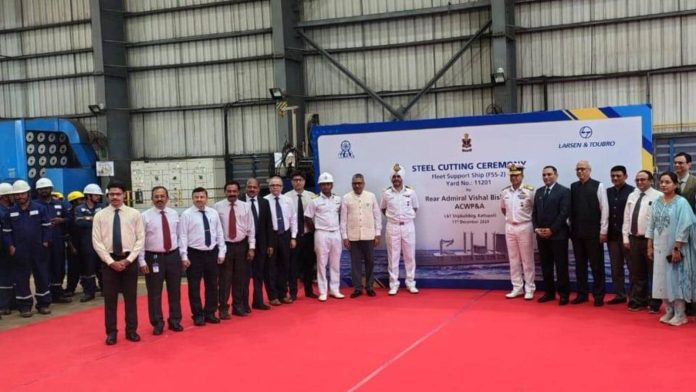 Steel Cutting Ceremony Marks Start of Production for Second Fleet Support Ship for Indian Navy