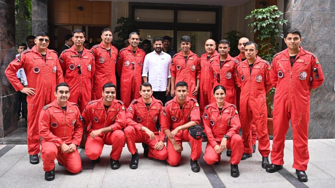 Surya Kiran Aerobatic Team Meets Telangana Chief Minister Ahead of Performance in Hyderabad